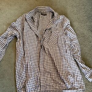Banana Republic Blue and White Checkered Men's Shirt